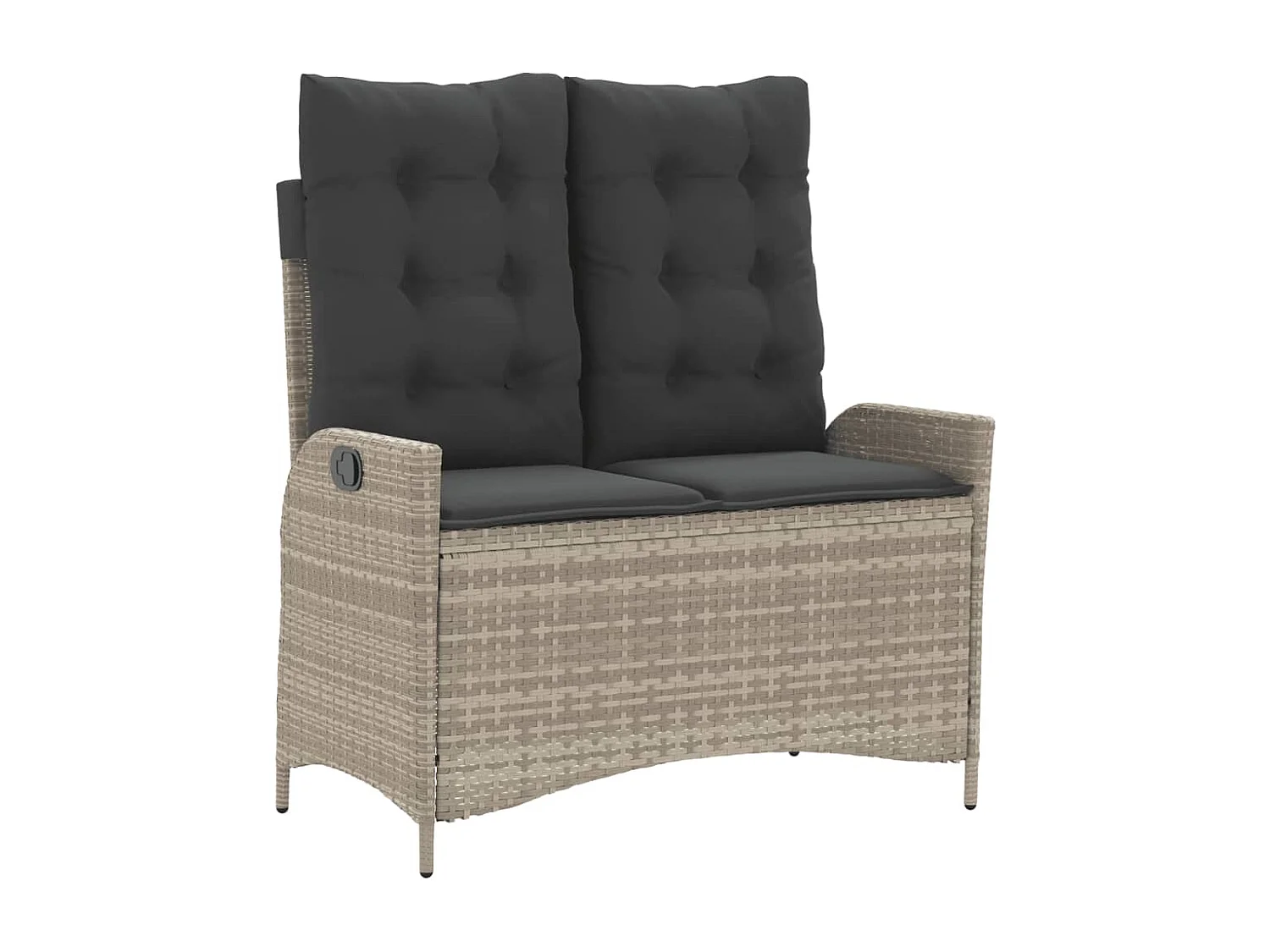 Banc inclinable de jardin et coussins gris clair résine tressée REO87179