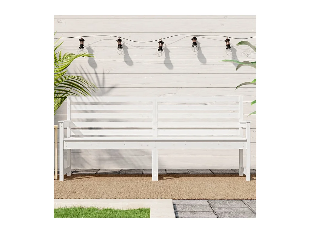 Banc de jardin blanc 203,5x48x91,5 cm bois massif de pin REO84510
