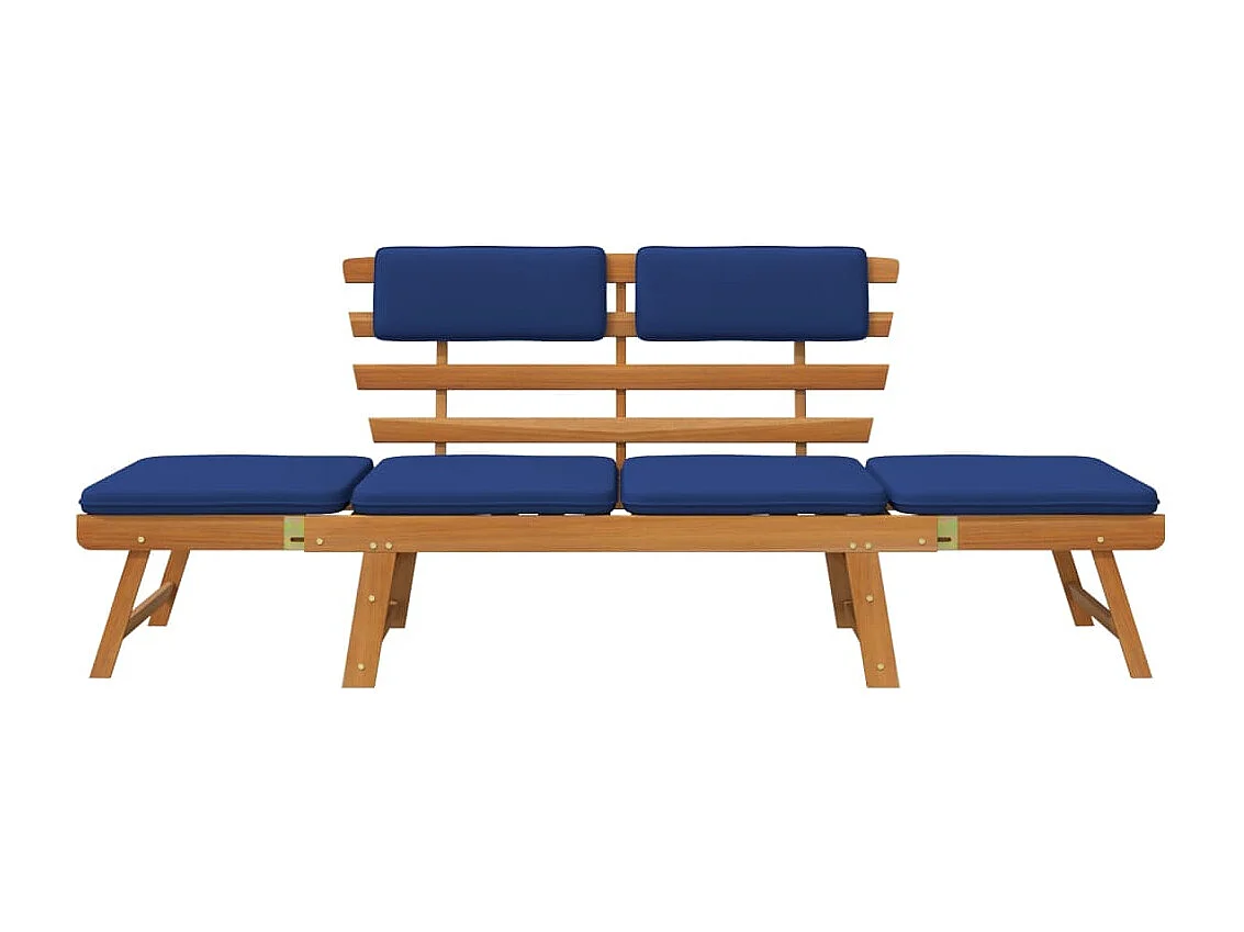 Banc de jardin avec coussins 2-en-1 190 cm Bois solide d'acacia REO30115