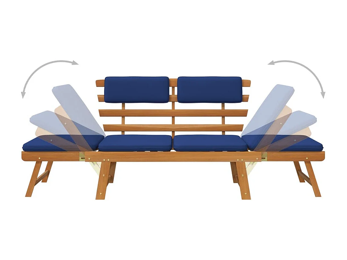 Banc de jardin avec coussins 2-en-1 190 cm Bois solide d'acacia REO30115