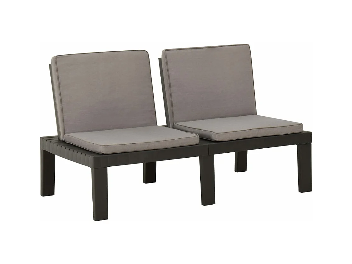 Loungebanken 2 st met kussens kunststof grijs NL117371