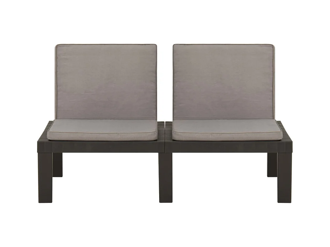 Loungebanken 2 st met kussens kunststof grijs NL117371