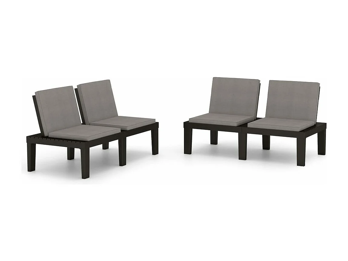 Loungebanken 2 st met kussens kunststof grijs NL117371
