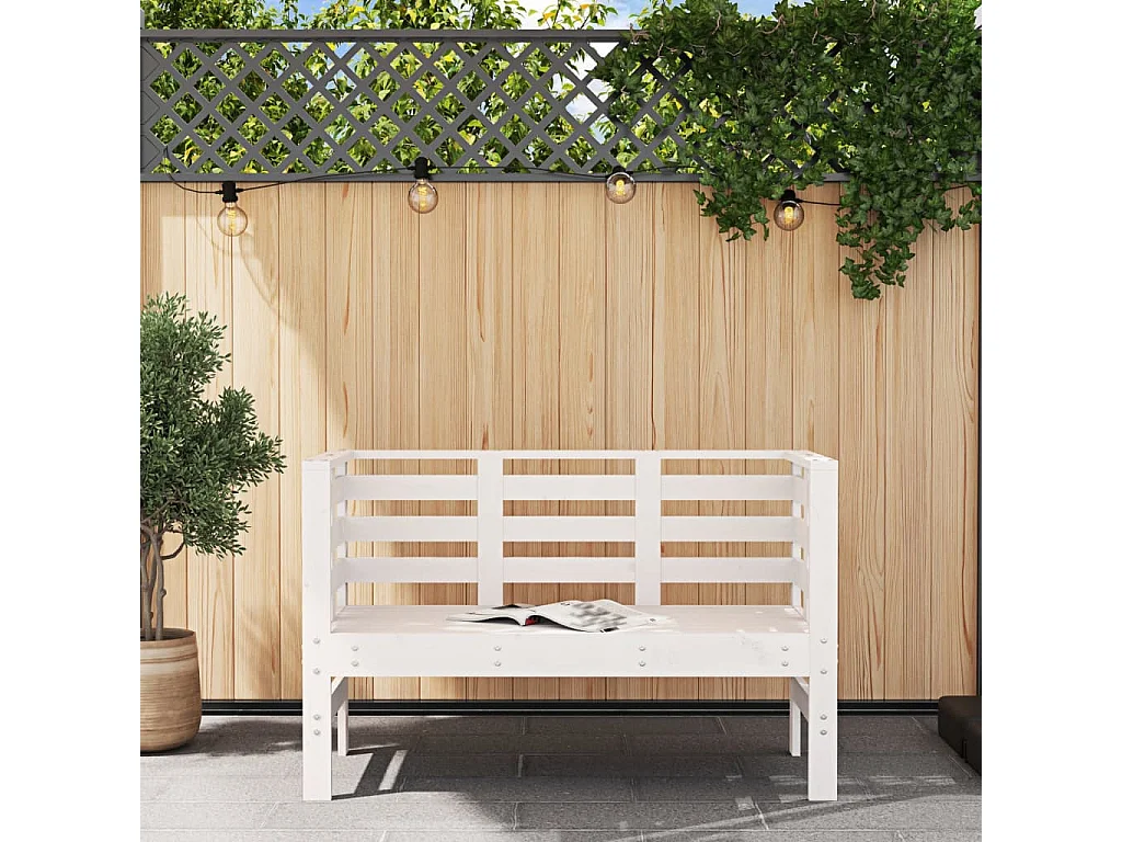 Banco de jardín madera maciza de pino blanco 111,5x53x71 cm ES99853