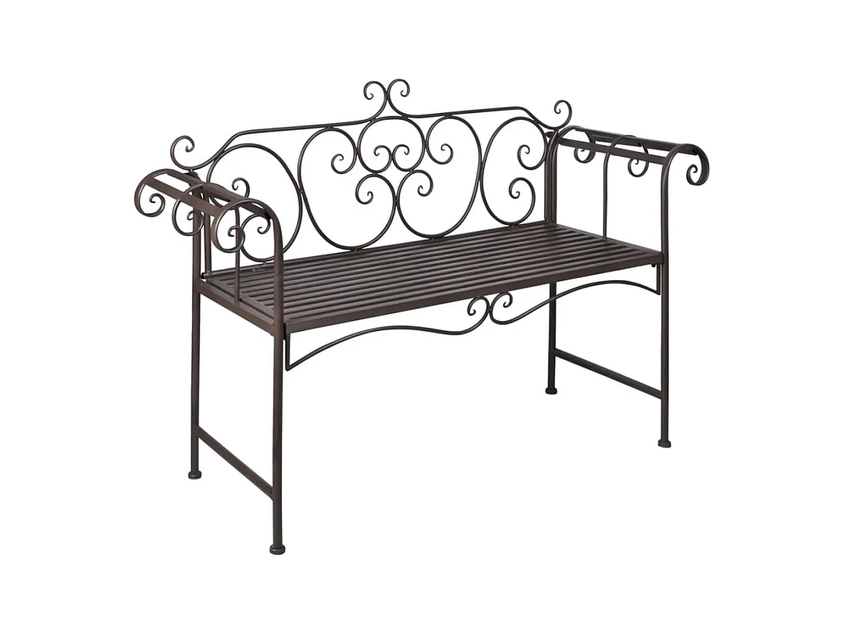 Banc de jardin 132 cm Acier Antique Marron REO92810