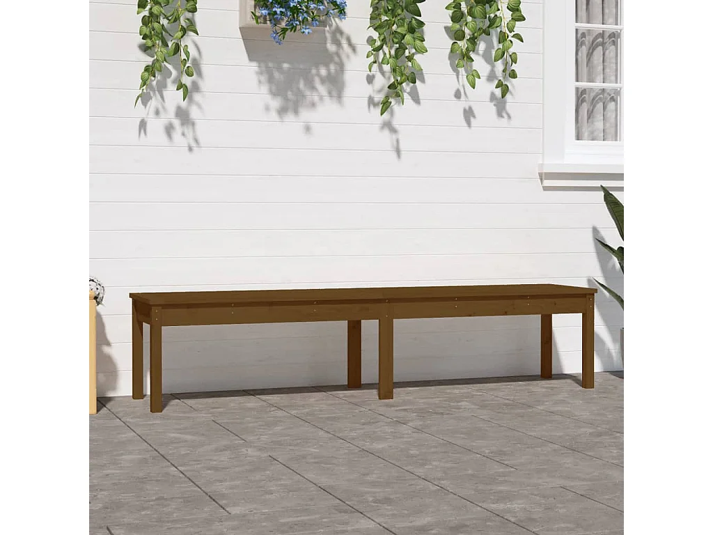 Banc de jardin à 2 places marron miel 203,5x44x45cm bois de pin REO52571