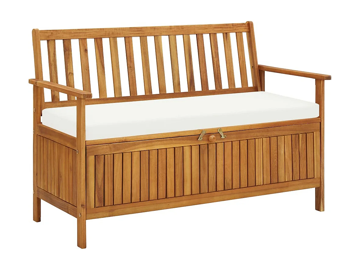 Banco de almacenaje de jardín madera maciza acacia 120x63x84 cm ES10398