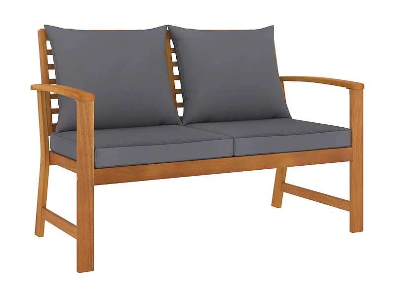 Banc de jardin et coussin gris foncé 120cm Bois solide d'acacia REO94156