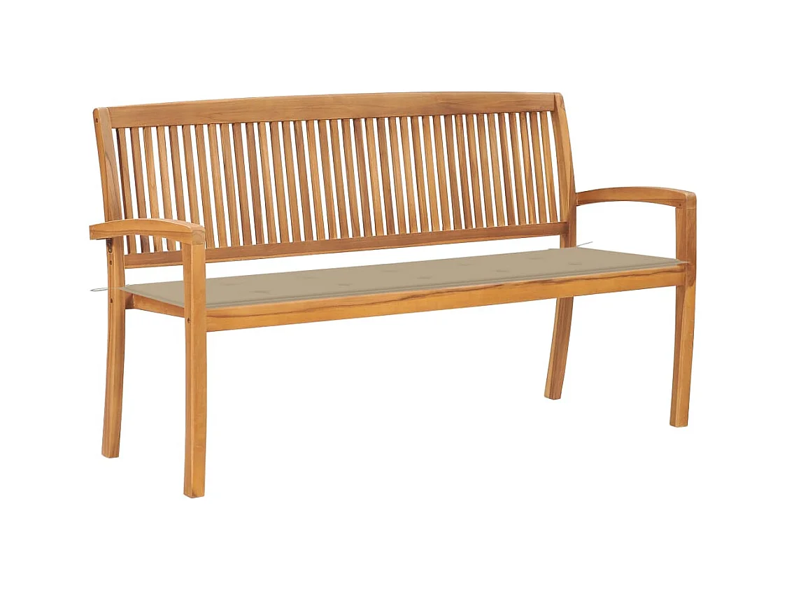 Banc de jardin empilable et coussin 159 cm Bois de teck massif REO30615