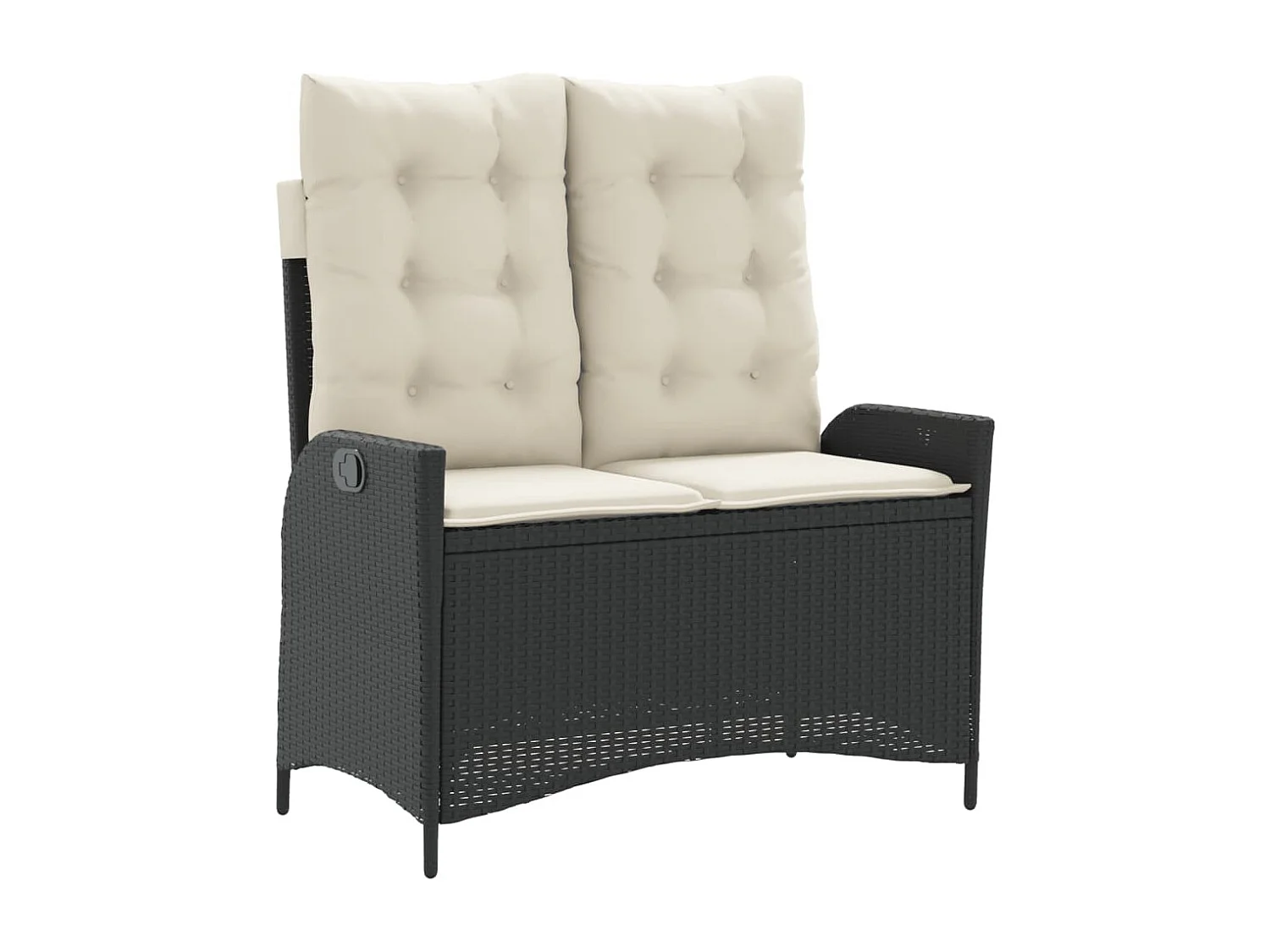 Sillón reclinable de jardín con cojines ratán sintético negro ES37368