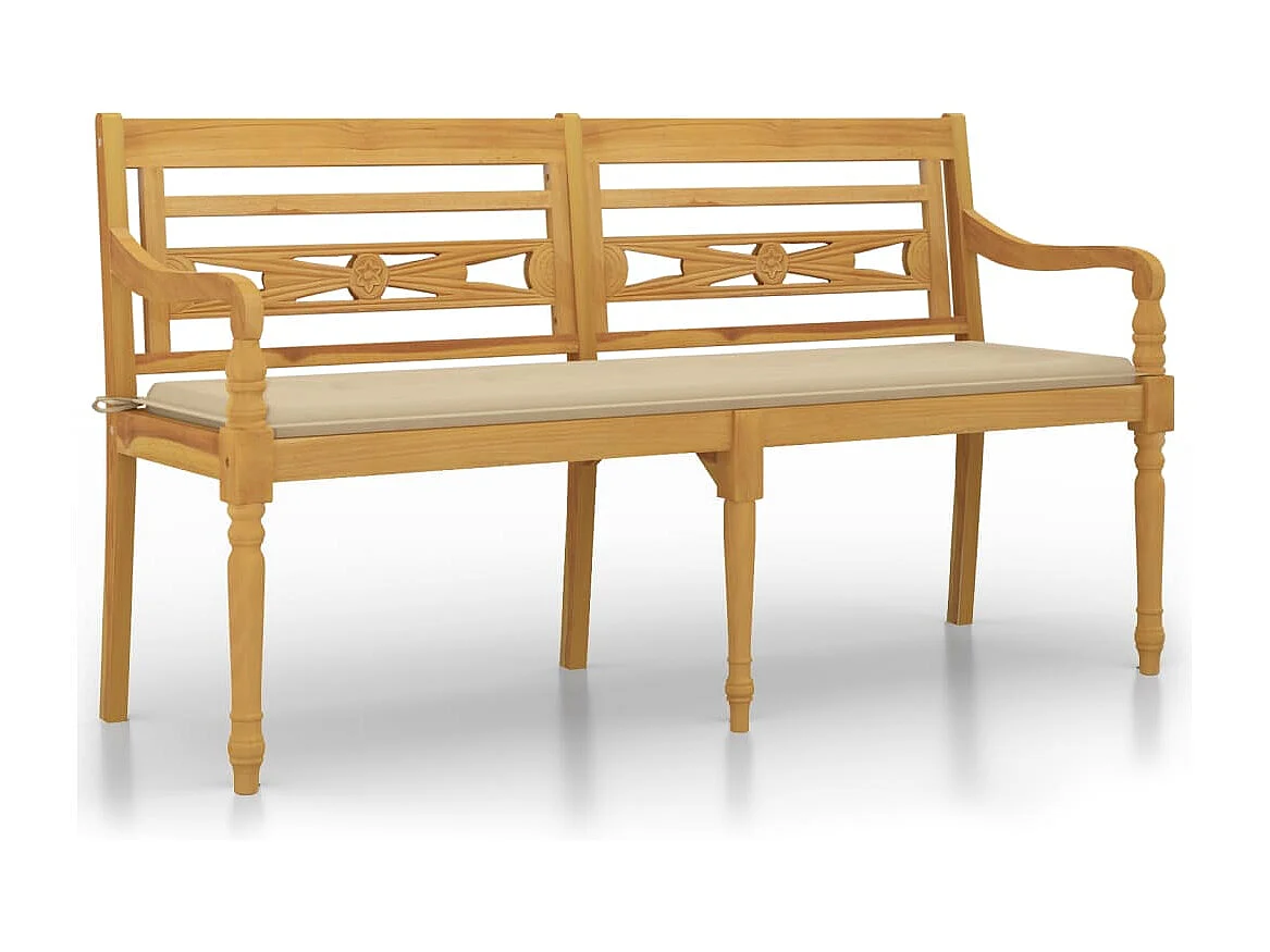Banco Batavia con cojín beige madera maciza de teca 150 cm ES74091