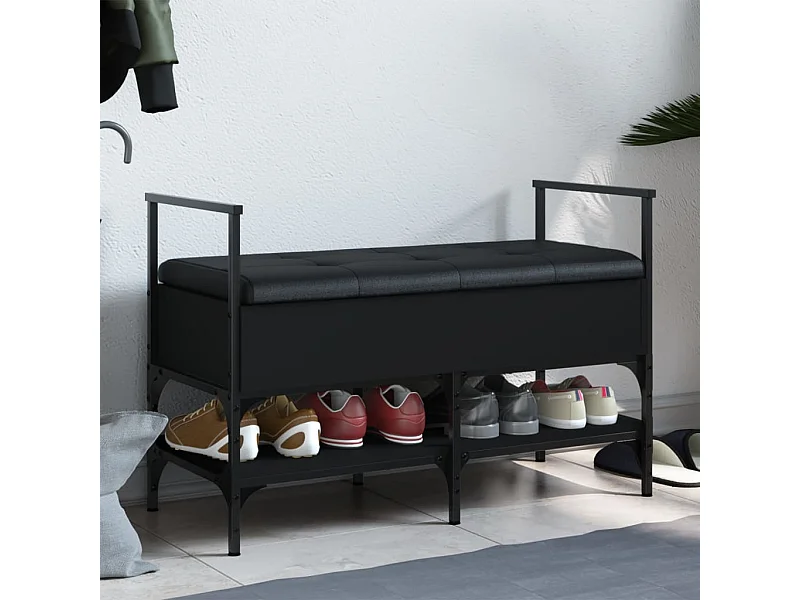Schoenenbank 85,5x42x57,5 cm bewerkt hout zwart NL371864