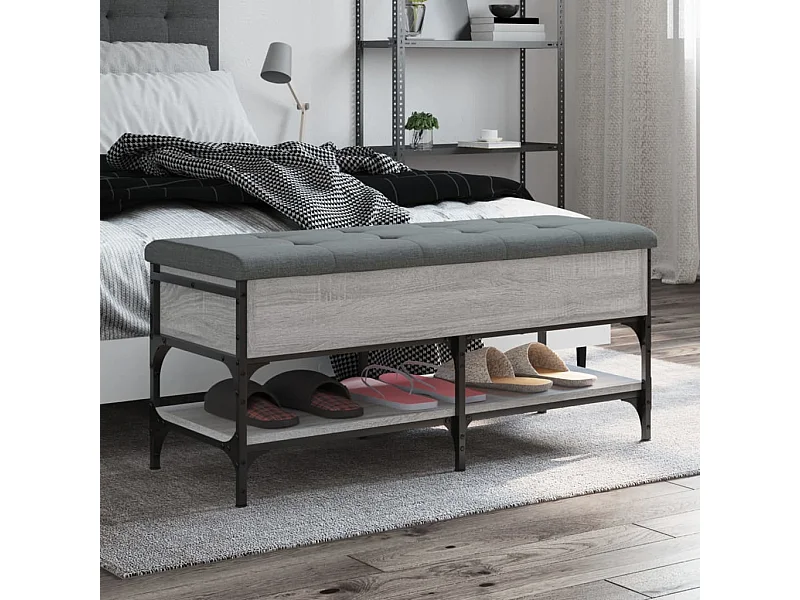 Banco zapatero madera de ingeniería gris Sonoma 102x42x45 cm ES888010