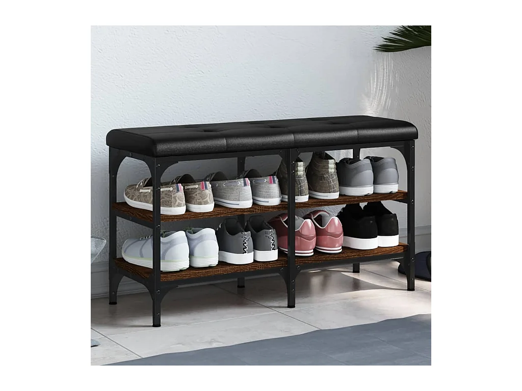 Banc à chaussures chêne marron 82x32x47 cm Bois d'ingénierie REO65142