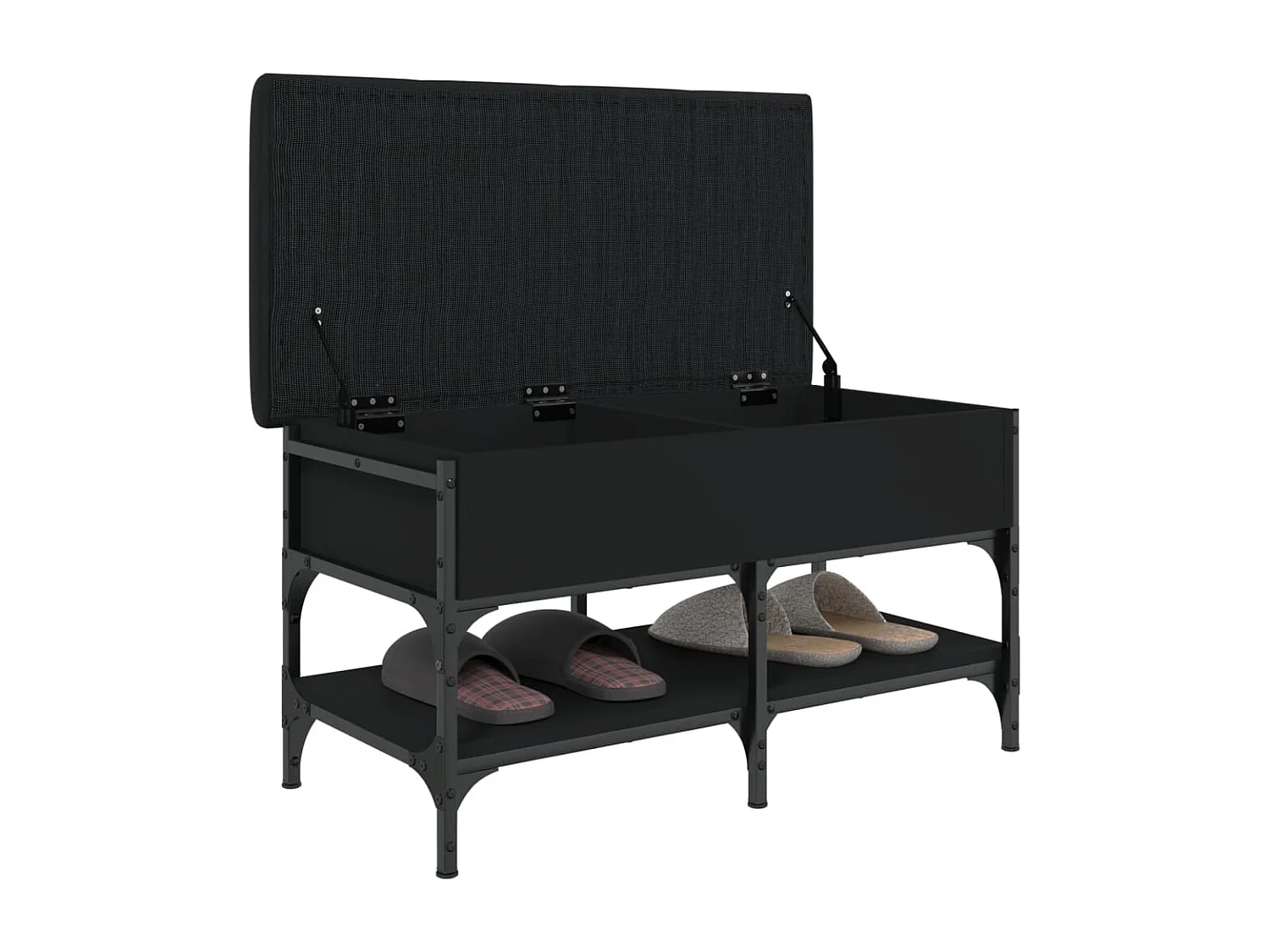 Banc à chaussures noir 82x42x45 cm bois d'ingénierie REO95274