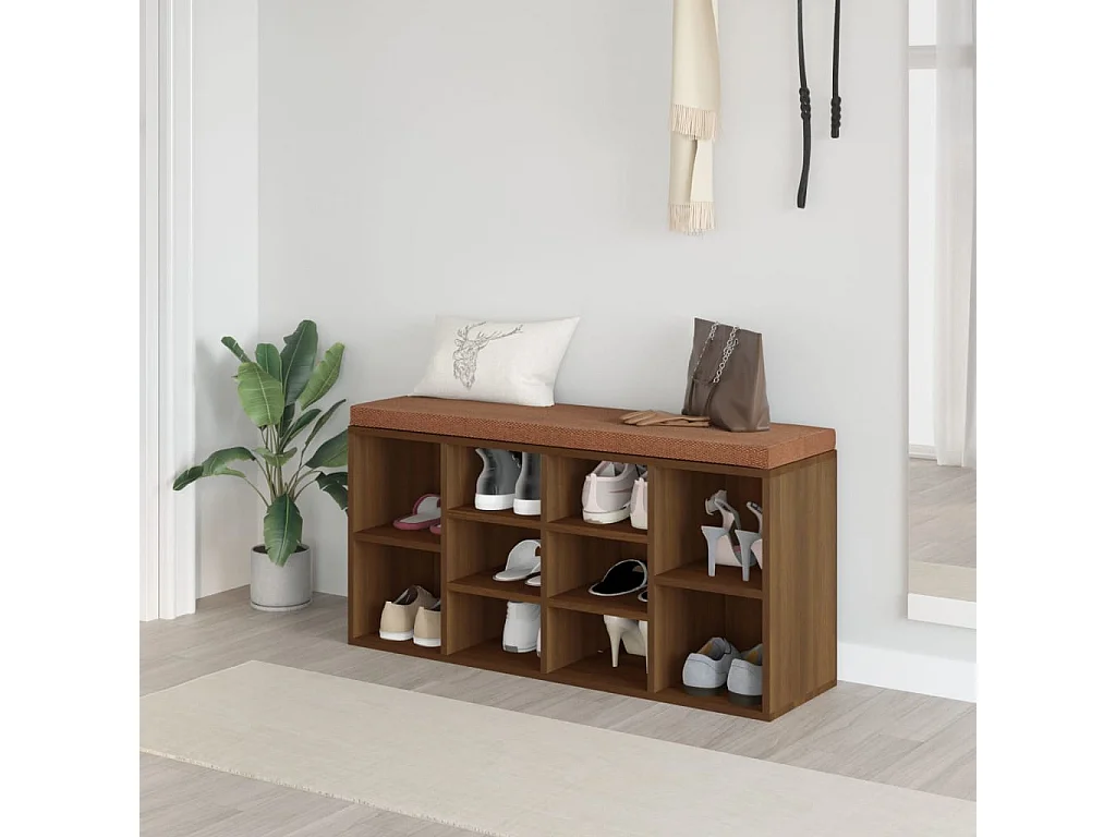 Banc à chaussures Chêne marron 103x30x48 cm Bois d'ingénierie REO47601