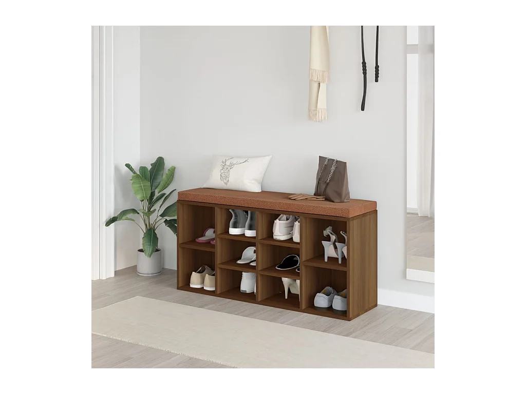 Banc à chaussures Chêne marron 103x30x48 cm Bois d'ingénierie REO47601