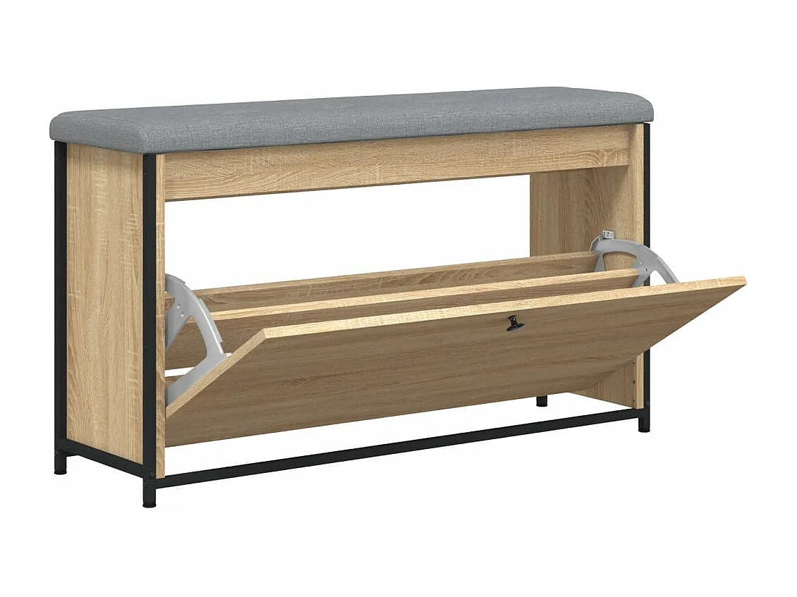 Banc à chaussures tiroir rabattable chêne sonoma 102x32x56 cm REO69244