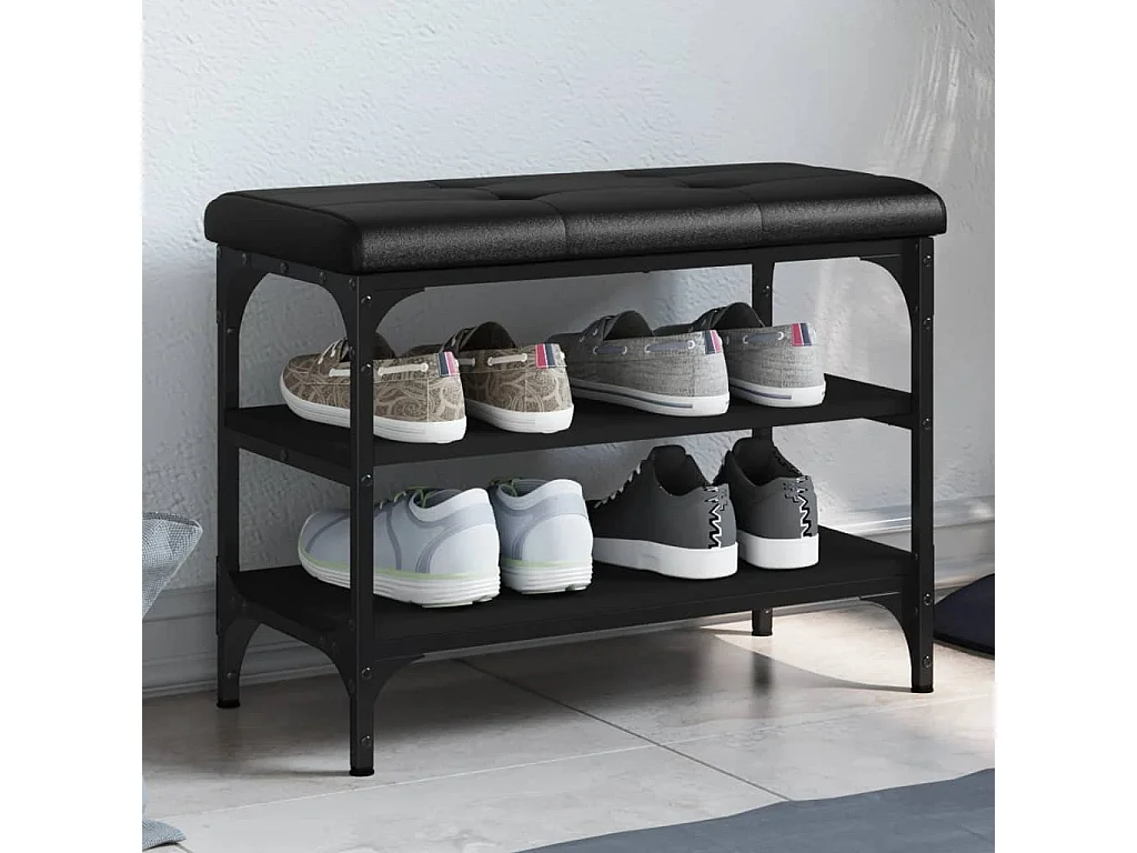 Schoenenbank 62x32x47 cm bewerkt hout zwart NL798464