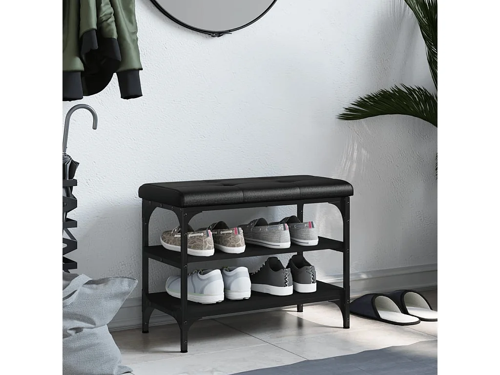 Schoenenbank 62x32x47 cm bewerkt hout zwart NL798464