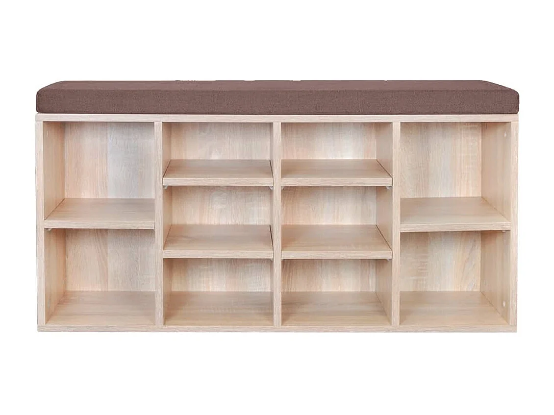 Banc de rangement à chaussures 10 compartiments Couleur chêne REO32273