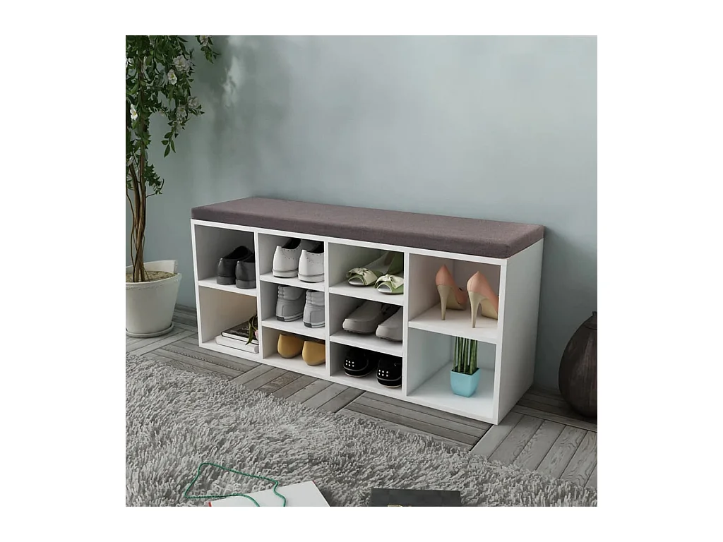 Banc de rangement à chaussures 10 compartiments Blanc REO46663