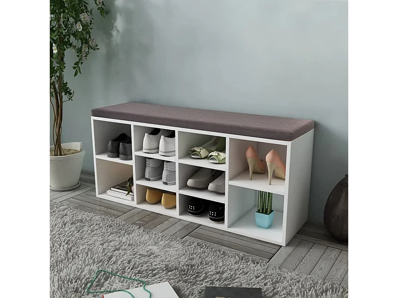 Banc de rangement à chaussures 10 compartiments Blanc REO46663