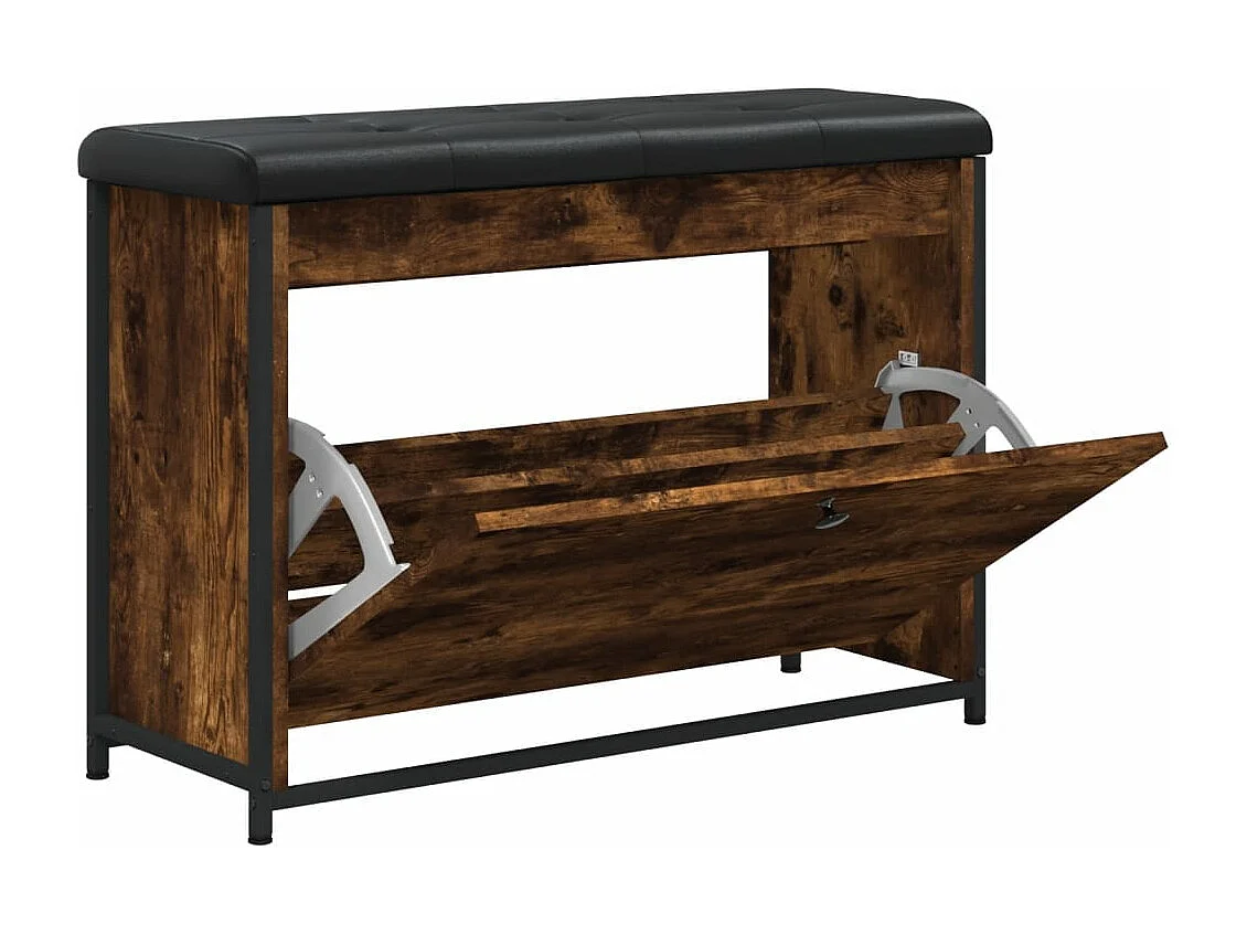 Banc à chaussures avec tiroir rabattable chêne fumé 82x32x56 cm REO68551