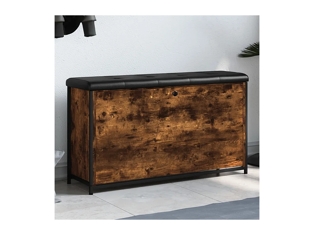 Banc à chaussures tiroir rabattable chêne fumé 102x32x56 cm REO81601