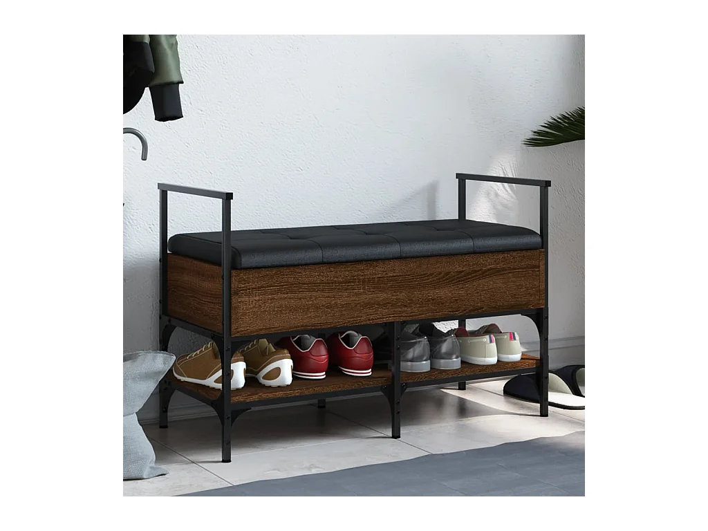 Banc à chaussures chêne marron 85,5x42x57,5cm bois d'ingénierie REO75445