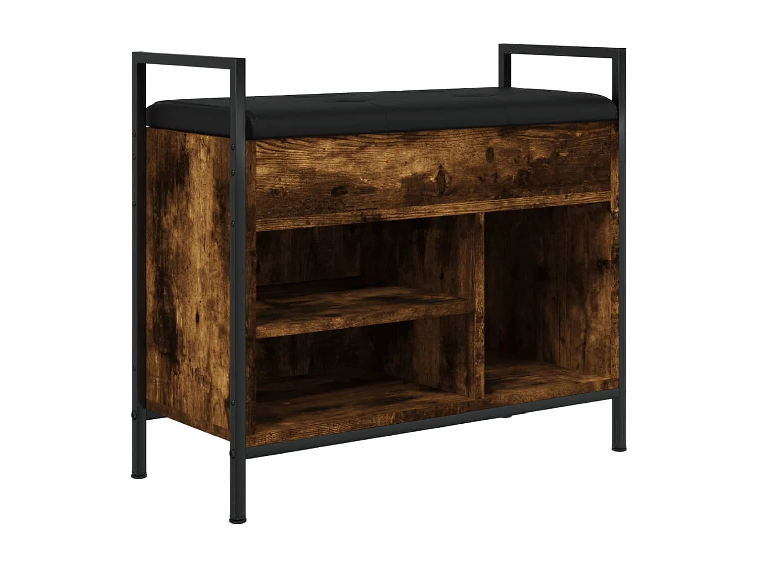 Banc à chaussures chêne fumé 65,5x32x57,5 cm bois d'ingénierie REO71993