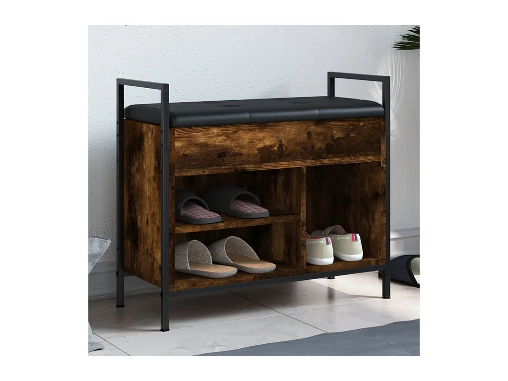 Banc à chaussures chêne fumé 65,5x32x57,5 cm bois d'ingénierie REO71993