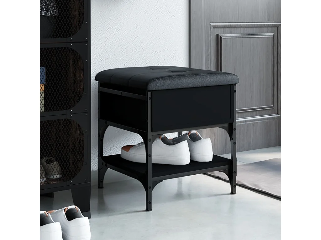 Banc à chaussures noir 42x42x45 cm bois d'ingénierie REO36201