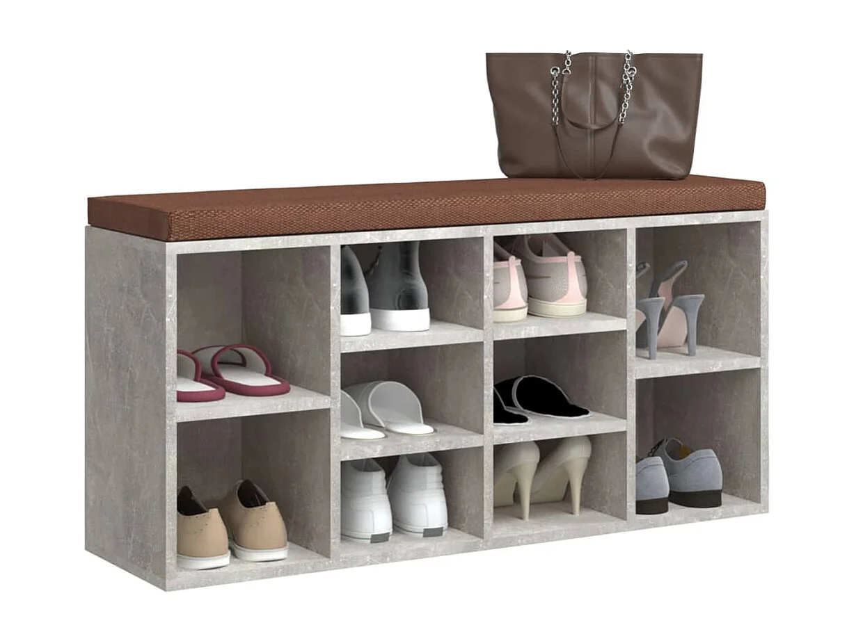 Banc à chaussures Gris béton 103x30x48 cm Bois d'ingénierie REO47742