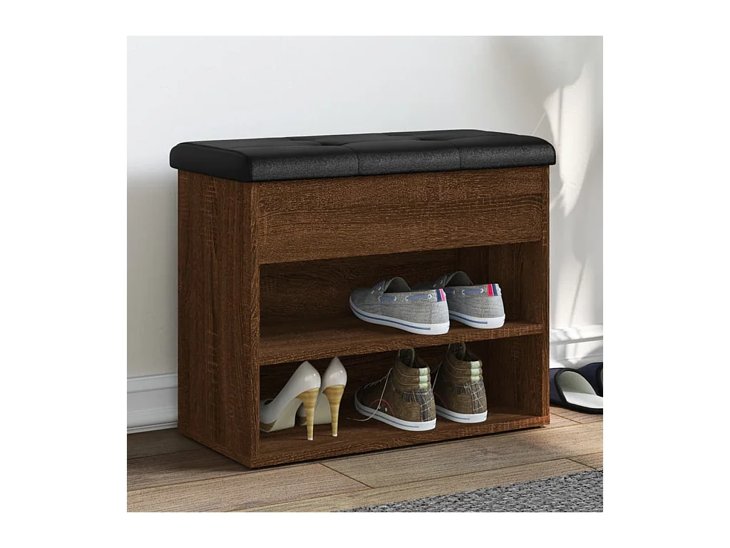 Banc à chaussures chêne marron 62x32x50 cm bois d'ingénierie REO74823