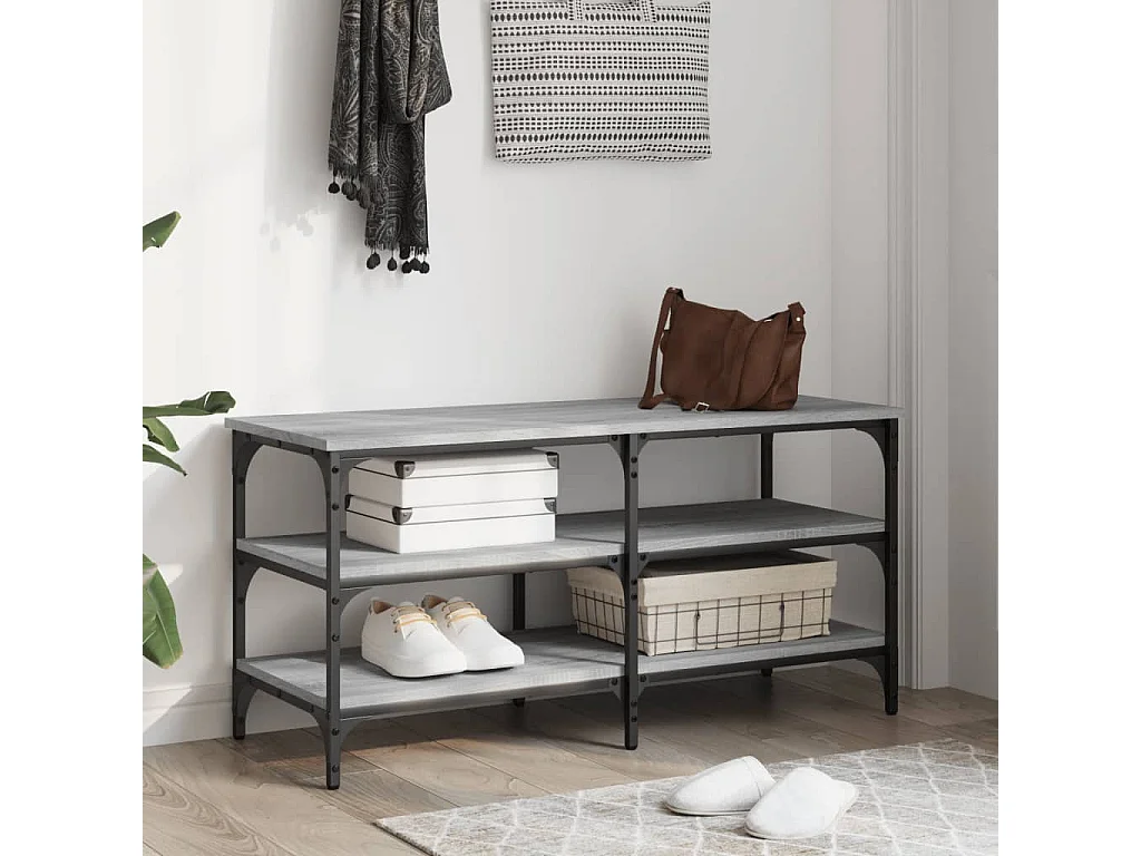 Banc à chaussures sonoma gris 100x38,5x49 cm bois d'ingénierie REO41550