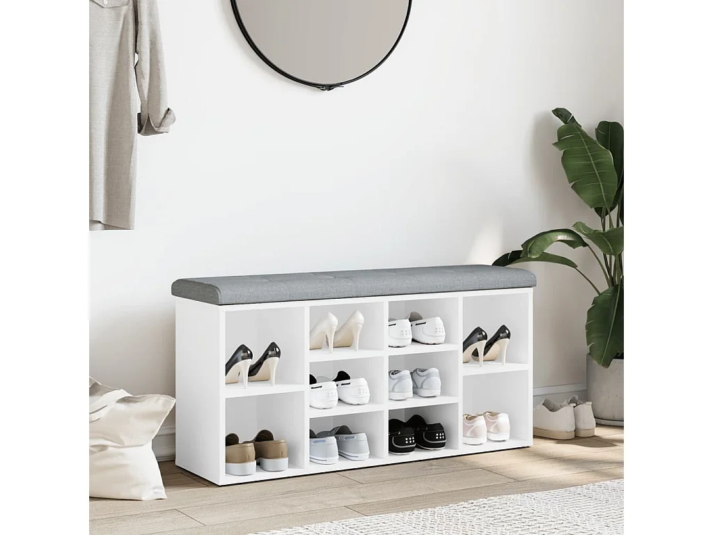 Banco sapateira 102x32x50 cm derivados de madeira branco PT526045