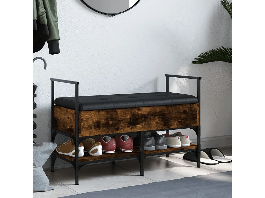 Banc à chaussures chêne fumé 85,5x42x57,5 cm bois d'ingénierie REO76885