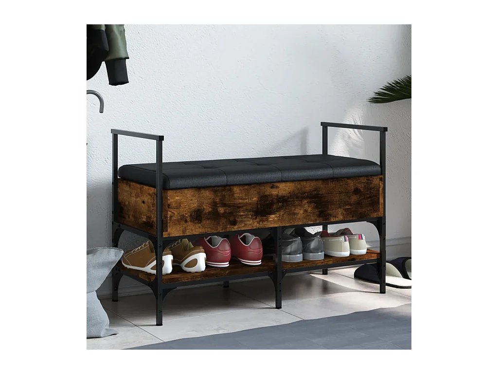 Banc à chaussures chêne fumé 85,5x42x57,5 cm bois d'ingénierie REO76885