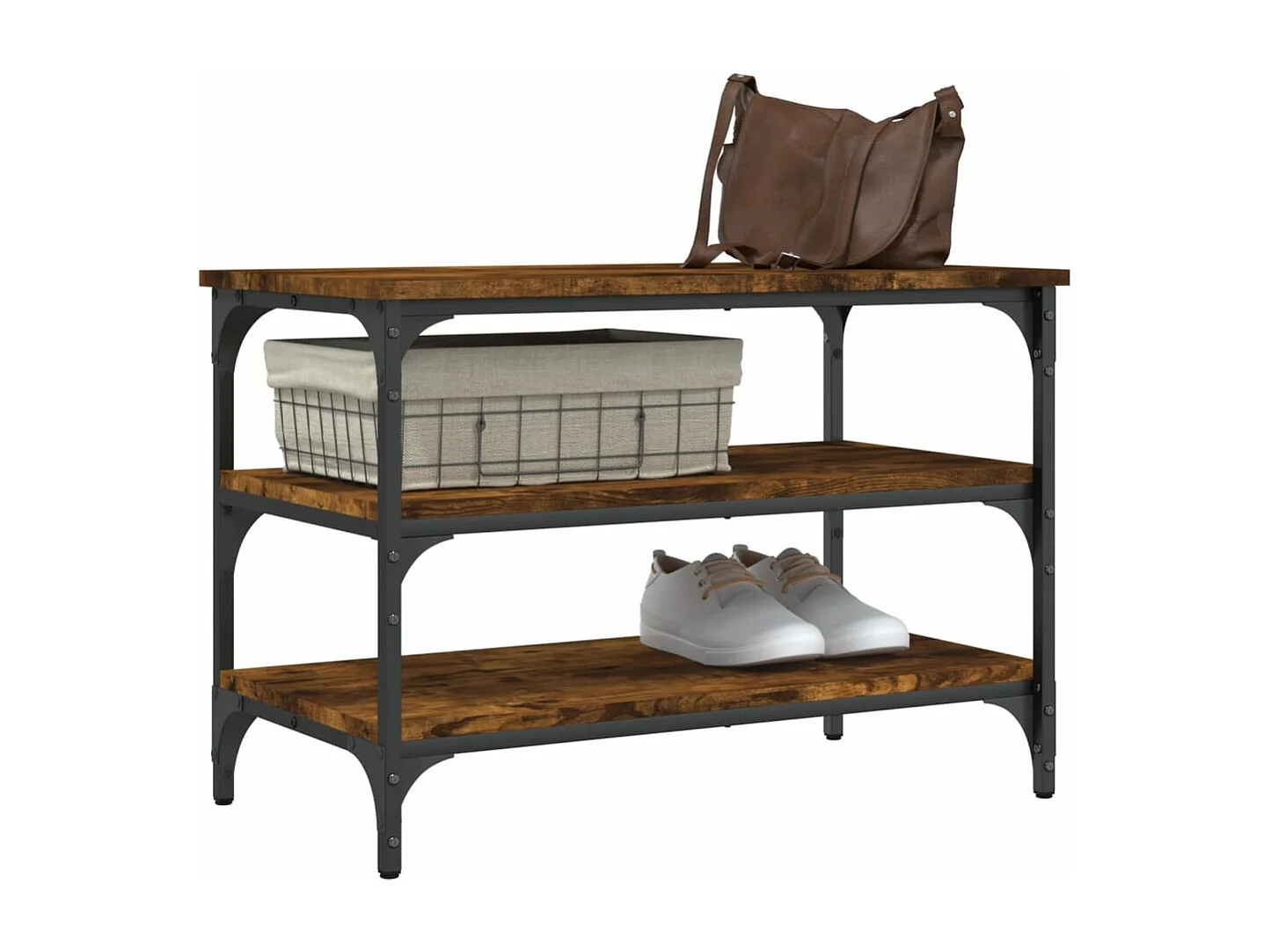 Banc à chaussures chêne fumé 70x38,5x49 cm bois d'ingénierie REO41032