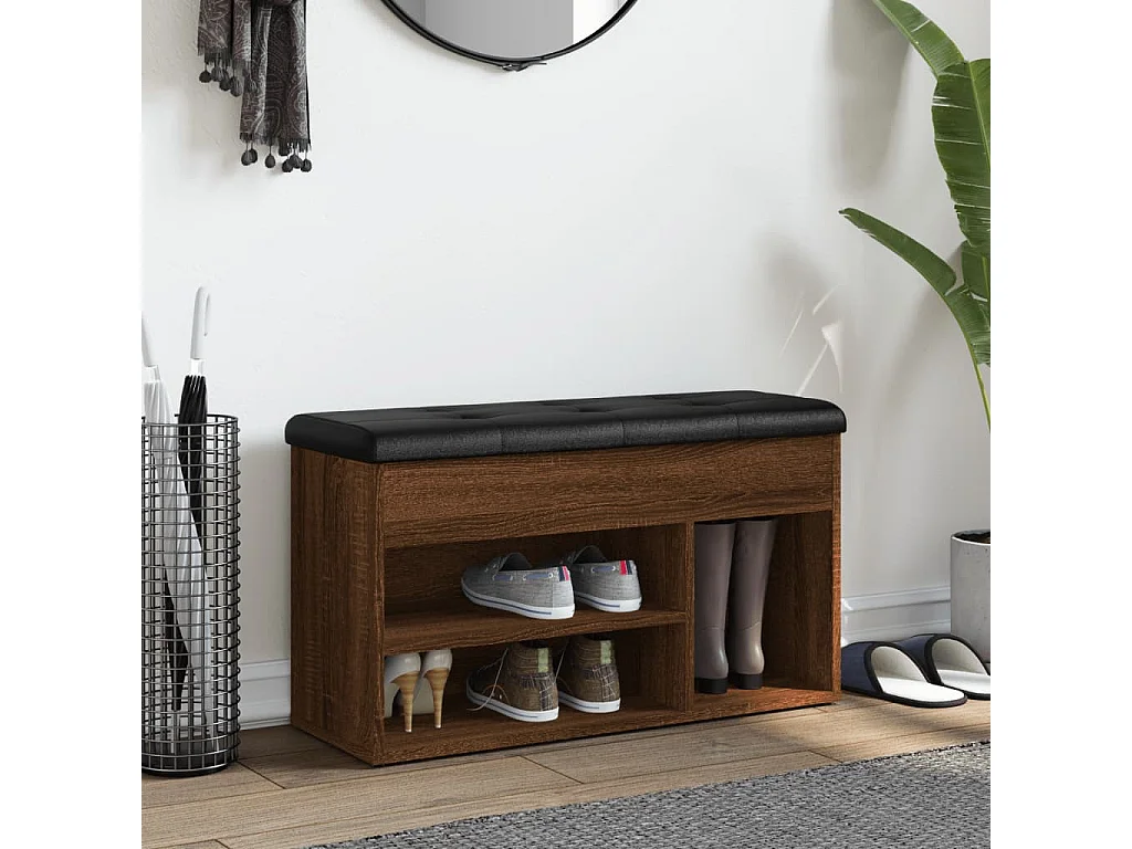 Banc à chaussures chêne marron 82x32x45,5 cm bois d'ingénierie REO62000