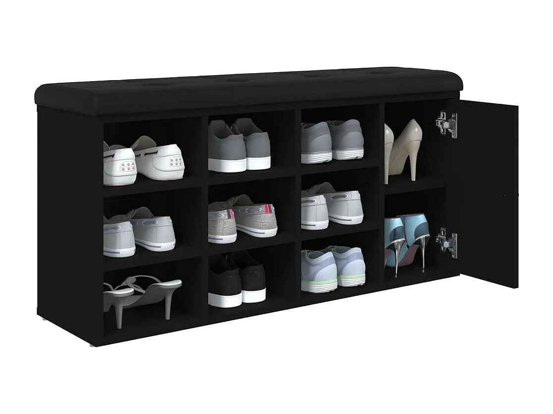 Banc à chaussures noir 102x32x50 cm bois d'ingénierie REO70690
