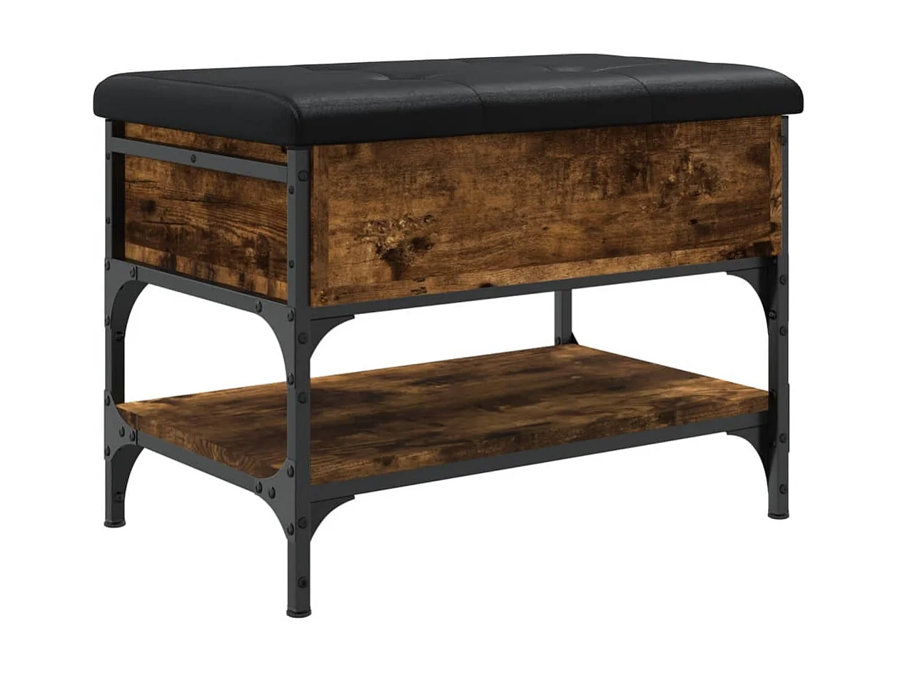 Banco zapatero madera de ingeniería roble ahumado 62x42x45 cm ES687775