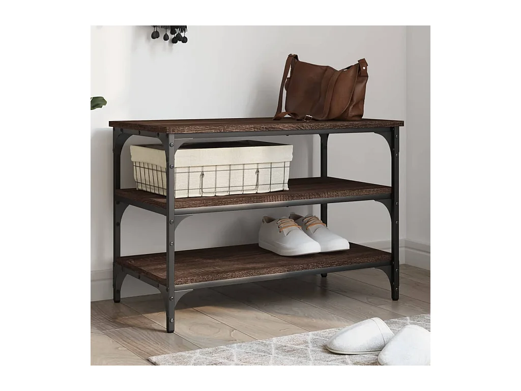 Banc à chaussures chêne marron 70x38,5x49 cm bois d'ingénierie REO98452