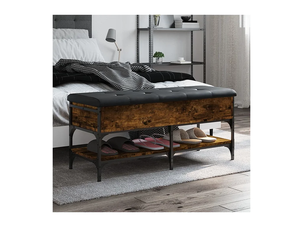 Banc à chaussures chêne fumé 102x42x45 cm bois d'ingénierie REO59657