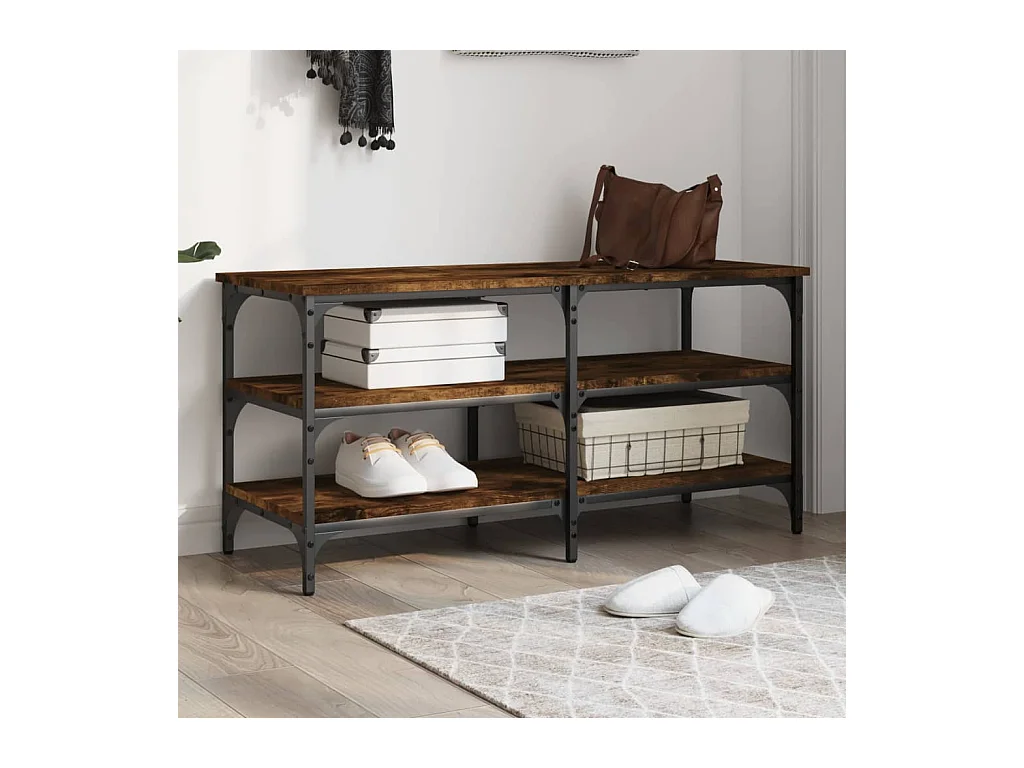 Banc à chaussures chêne fumé 100x38,5x49 cm bois d'ingénierie REO73547