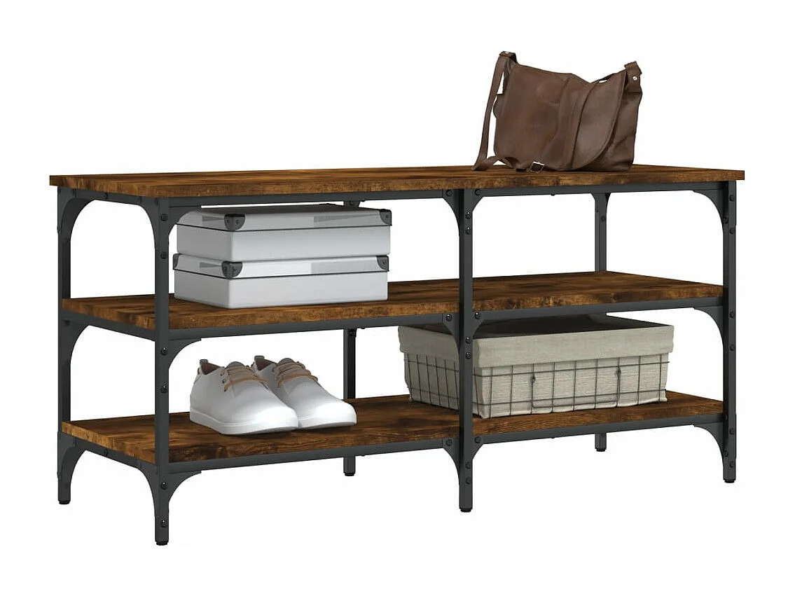 Schoenenbankje 100x38,5x49 cm bewerkt hout gerookt eikenkleurig NL579283