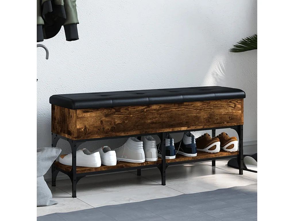 Schoenenbank 102x32x45 cm bewerkt hout gerookt eikenkleurig NL423463