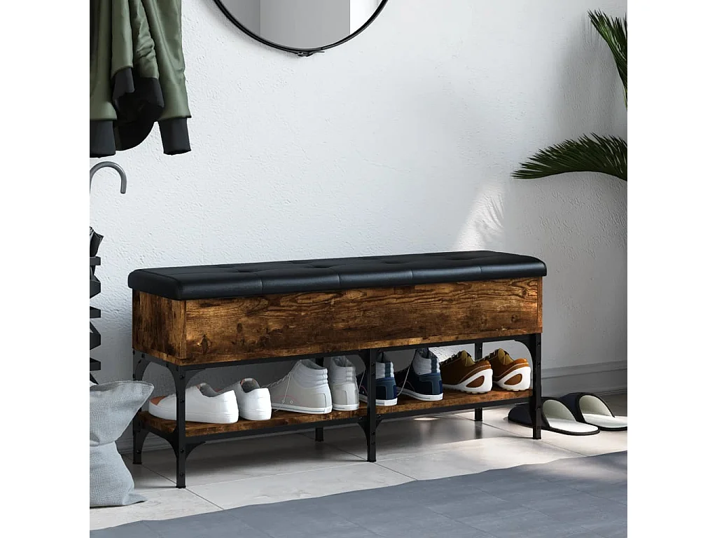 Schoenenbank 102x32x45 cm bewerkt hout gerookt eikenkleurig NL423463