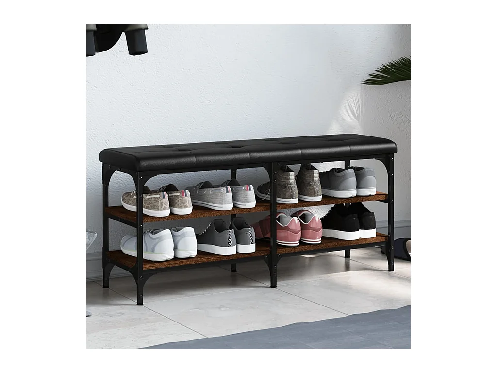 Banc à chaussures chêne marron 102x32x47 cm bois d'ingénierie REO51044
